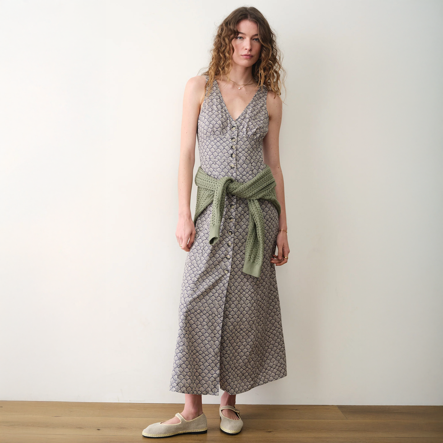 knee length dresses for ladies Sadie Vintage Slub Midi Dress – Marine Layer main image 0