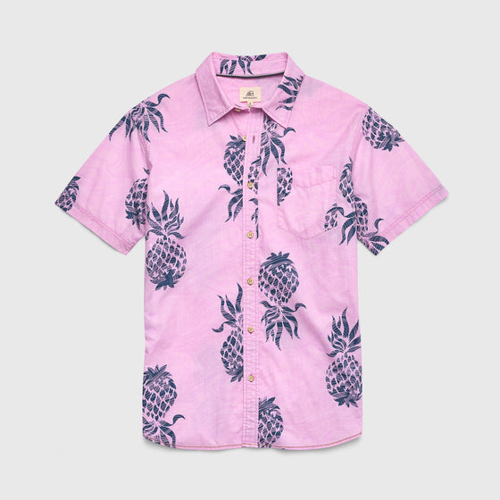 Joey Short Sleeve Pineapple Printed Slub Shirt