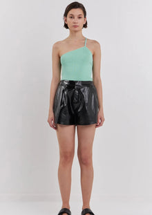  High Waisted Faux Leather Shorts