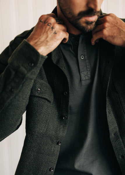 The Ledge Shirt in Dark Forest Linen Tweed