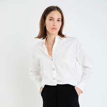  Oversized Collared Button Detail Shirt