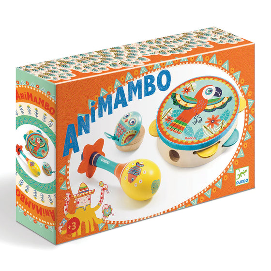 Animambo Tambourine, Maraca, Castanet Musical Instrument Set