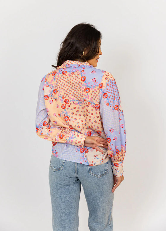 Floral Ruffle Collar Button Up Blouse
