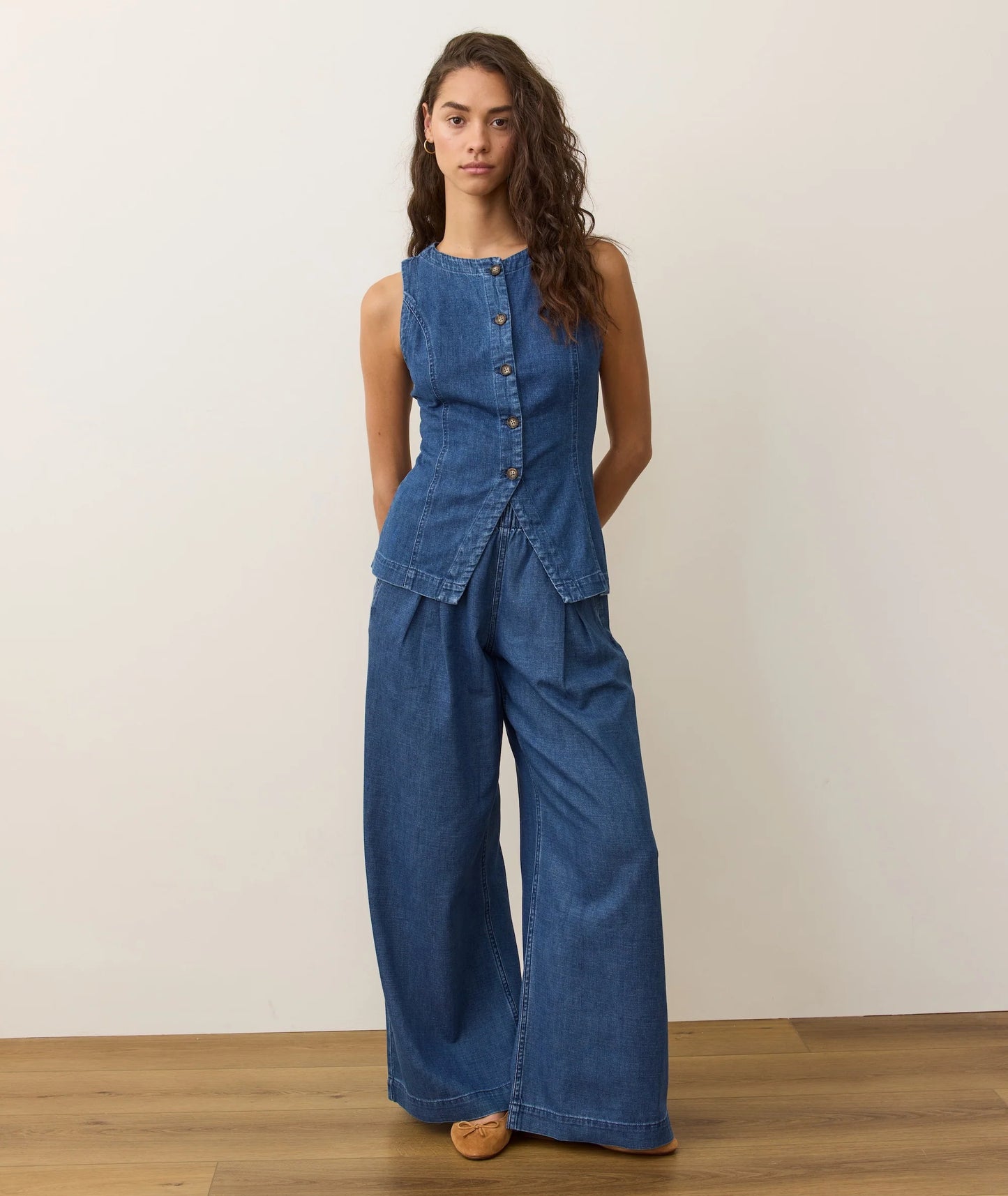 Allison Pleated Wide Leg Denim Trouser | DLM Supply Allison Pleated Wide Leg Denim Trouser | DLM Supply