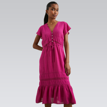  Kiki Woven Linen Blend Midi Dress