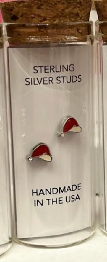 Sterling Silver Holiday Stud Earrings in a Bottle