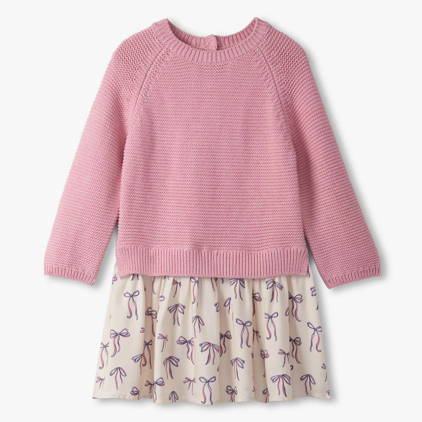 mixed media sweater dress English Factory True to Size Painterly Bows Mixed Media Sweater