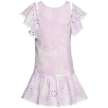  Tie Dye Eyelet Dress with Smocked Ruffles at Shoulder