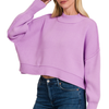 Side Slit Oversized Cropped Sweater