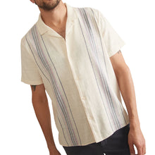  Short Sleeve Stretch Selvage Placed Vertical Stripe Resort Shirt