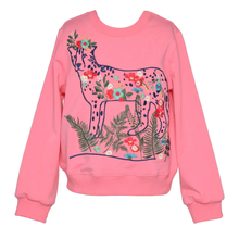  L/S Cheetah Embroidered Top