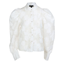  Crinkled Sheer Blouse With Floral Embroidery