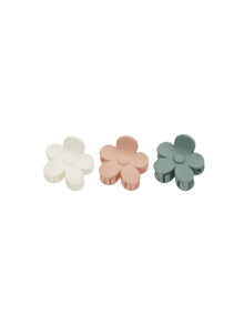  Flower Clip Set - Aqua, Ivory, Blush