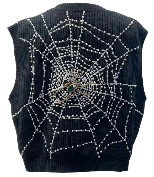 Queen Witch Spider Web Sweater Vest