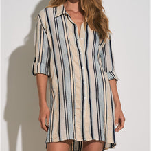  Striped Button Front Tunic Cover Up