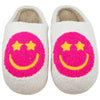 Hot Pink Star Eyed Happy Face Slippers
