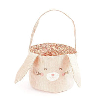  Small Pink Linen Bunny Basket