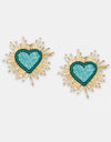 Large Sparkle Heart Beaded Earrings
