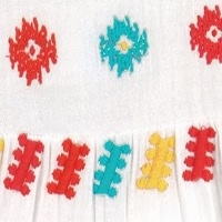Bella Girl's Tassel Tie Sundress White Multi Embroidery