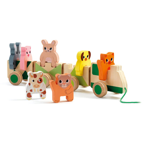 Trainmo Farm Wooden Pull-Along Activity Toy