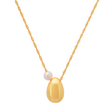  Gold Bean Necklace with Pearl Accent