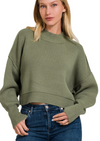 Side Slit Oversized Cropped Sweater