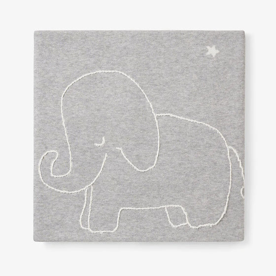 Grey Elephant Embroidered Blanket