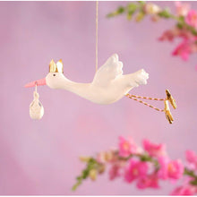  Pink Flying Stork Resin Ornament