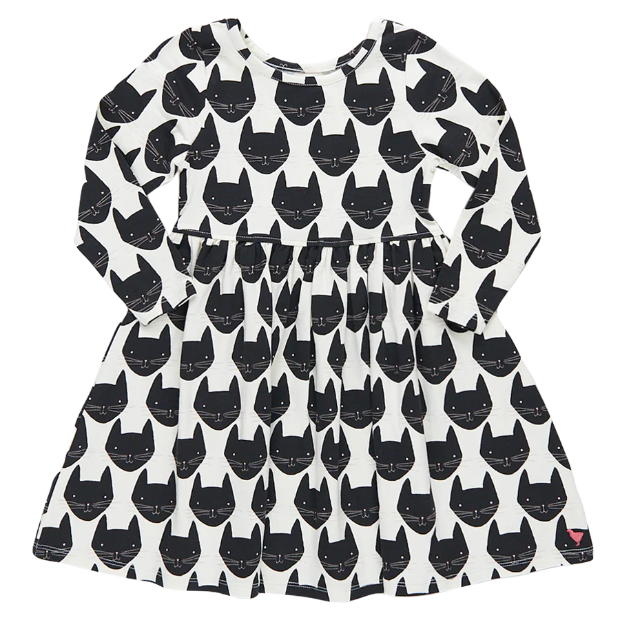 Girls Organic Steph Dress - Black Cat