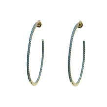  Pave Turquoise Hoops