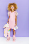 Crystal Feather Trims Sequin Dress