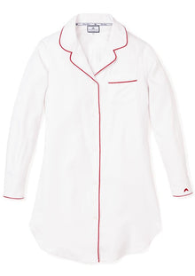  Women's White Nightshirt with Red Piping