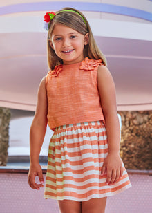  Orange Striped Skirt Set