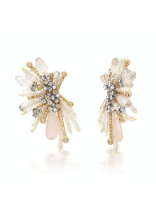  Beads and Crystals Pink Spray Earrings