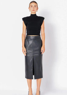  Faux Leather Pencil Skirt