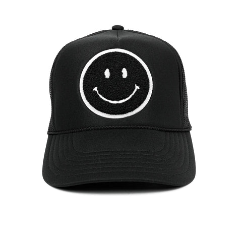 Local Beach Smiley Patch Trucker Hat Black