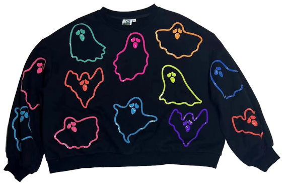 Black and Rainbow Spooky Ghost Sweatshirt