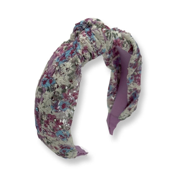 Flower Lace Knot Headband w Stones