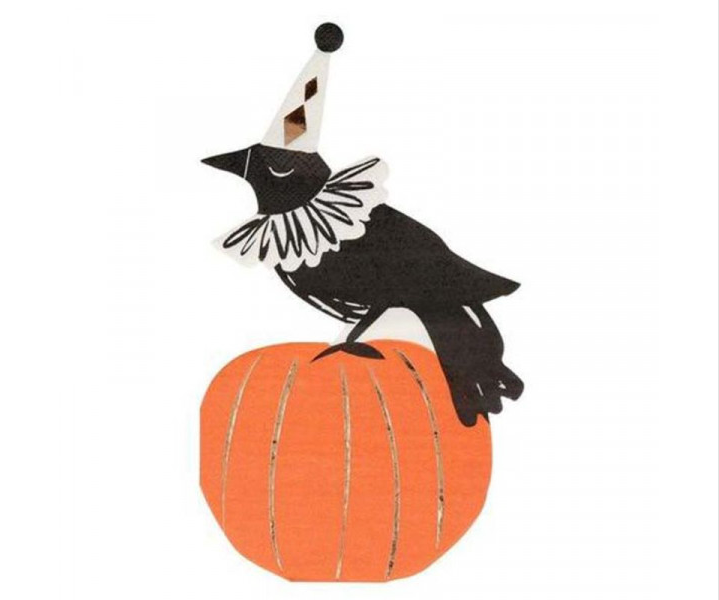 Vintage Halloween Crow Napkins - Pack 16