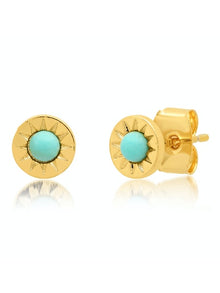  Gold Studs With Turquoise Stone Accent