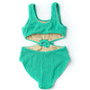 Crinkle Texured Cinched Ring Monokini Swimsuit