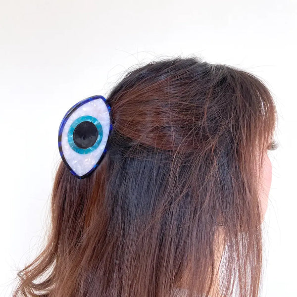 Hand Painted Evil Eye Claw Hair Clip - Eco-Friendly