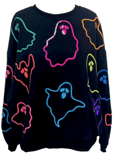  Black and Rainbow Spooky Ghost Sweatshirt