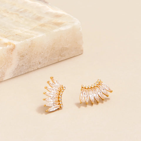 Petite Crystal Madeline Studs - Gold Clear