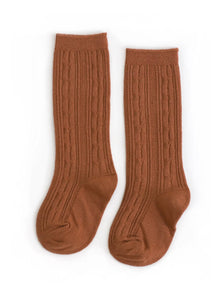  Sugar Almond Cable Knit Knee High Socks