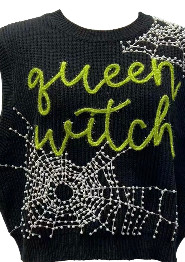 Queen Witch Spider Web Sweater Vest
