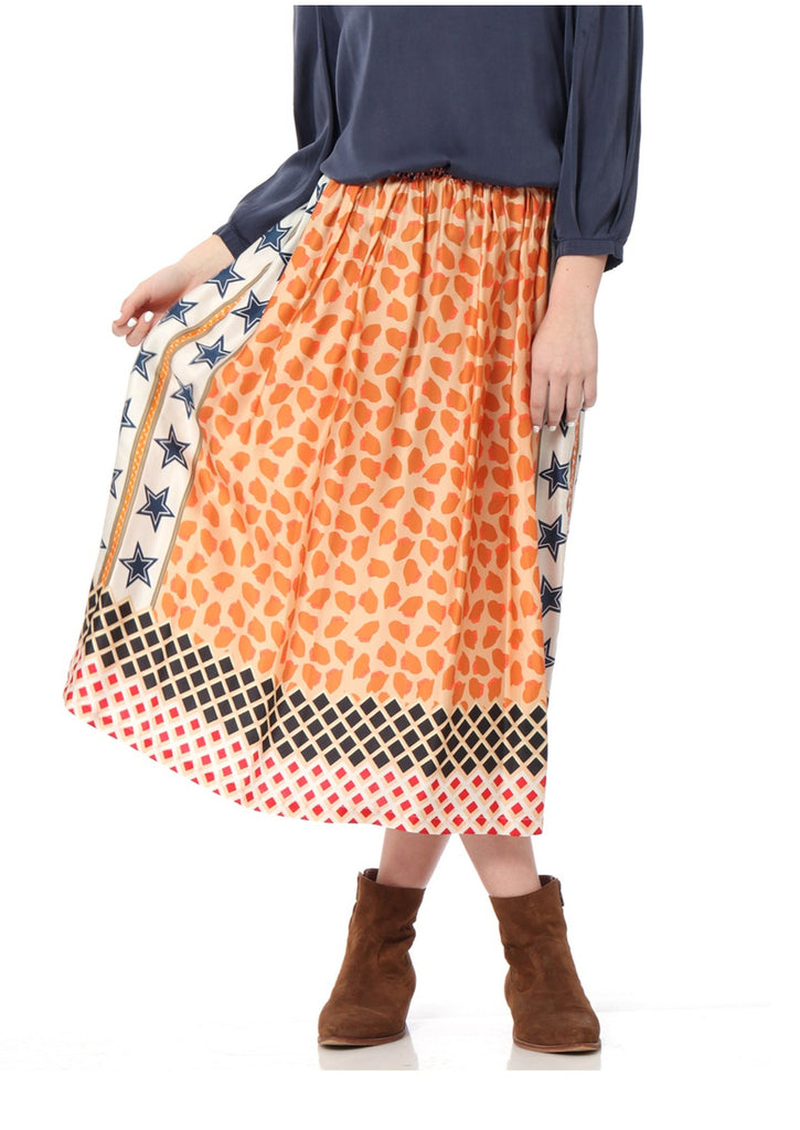 Hailey Printed Viscose Blend Midi Skirt