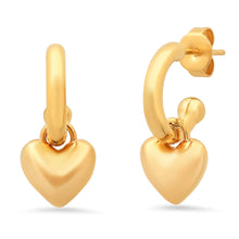  Gold Vermeil Hoop Earrings with Heart Charm
