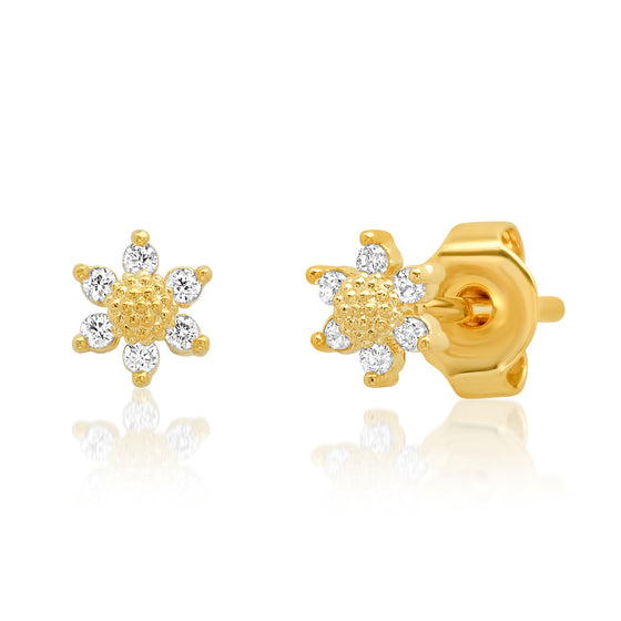 Flower Stud with CZ Accents