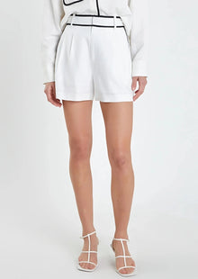  Piped Linen Shorts